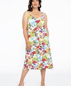 Yoek Mouwloze jurk MAYFLOWER | Wit | Maat 54/56