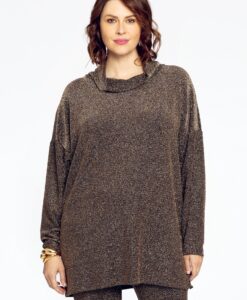 Yoek Trui met turtle neck LUREX | Goud | Maat 46/48