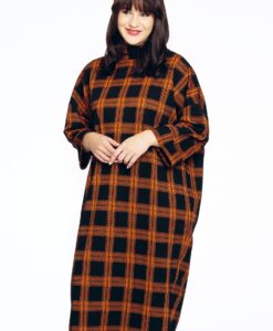 Yoek Trui-jurk CHECK | Zwart | Maat 38/40