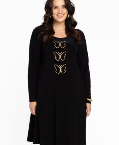 Yoek Jurk A-lijn RHINESTONES | Zwart | Maat 42/44