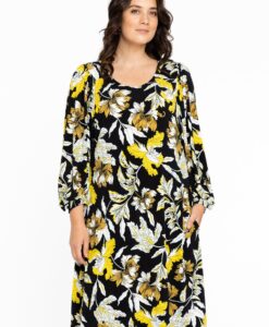Yoek Jurk met pofmouwen | Zwart | Maat 38/40