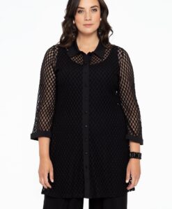 Yoek Blouse met kraag | Zwart | Maat 38/40