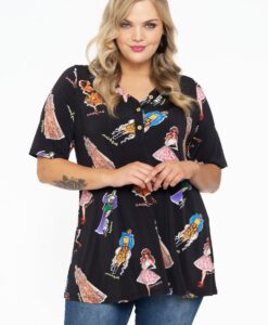 Yoek Tuniek flare met knopen | Zwart | Maat 42/44