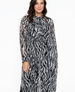 Yoek Blouse met ruches | Zwart | Maat 38/40