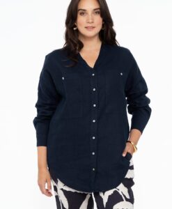 Yoek Blouse V-hals | Blauw | Maat 42/44