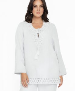 Yoek Wijde blouse met kant | Wit | Maat 38/40