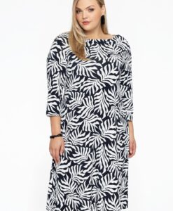 Yoek Jurk met boothals SEA LEAF | Zwart | Maat 38/40