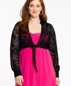 Yoek Bolero met kant | Zwart | Maat 42/44