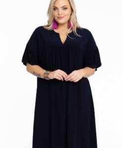 Yoek Jurk geplooid | Blauw | Maat 38/40