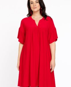 Yoek Jurk geplooid | Rood | Maat 38/40