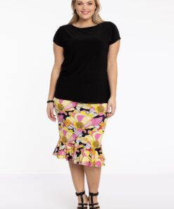 Yoek Rok met ruches | Zwart | Maat 42/44
