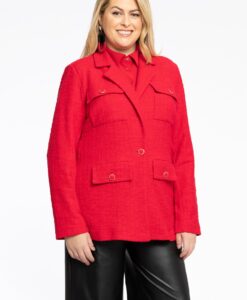 Yoek Blazer met zakken BOUCLE | Rood | Maat 38/40