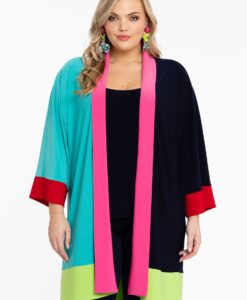 Yoek Kimono Colourblocking | Blauw | Maat 42/44
