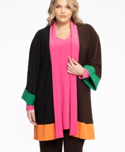 Yoek Kimono Colourblocking | Bruin | Maat 54/56