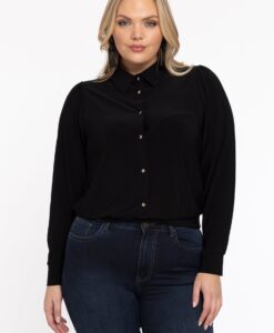 Yoek Blouse kort | Zwart | Maat 50/52