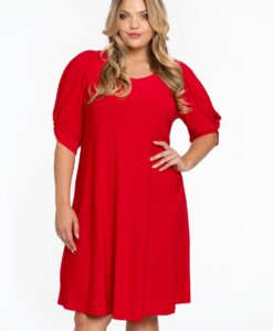 Yoek Jurk met pofmouwen | Rood | Maat 42/44