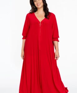 Yoek Jurk swing gesmokte mouw | Rood | Maat 38/40