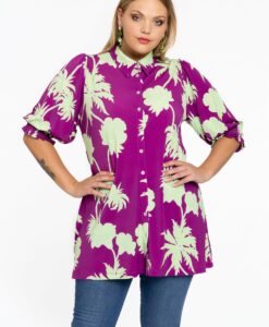 Yoek Blouse met pofmouw ARTICHOKE | Roze | Maat 50/52