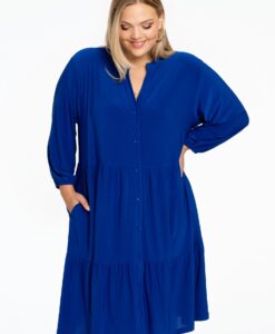 Yoek Jurk met ruches | Indigo | Maat 42/44