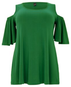 Yoek Tuniek flare met uitsnedes | Groen | Maat 46/48
