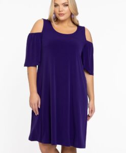 Yoek Jurk met cut out | Paars | Maat 50/52