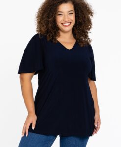 Yoek Tuniek flare met geplooide mouwen | Blauw | Maat 38/40