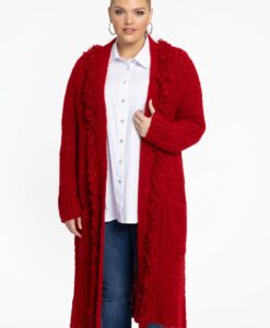 Yoek Vest teddy fringing | Rood | Maat 42/44