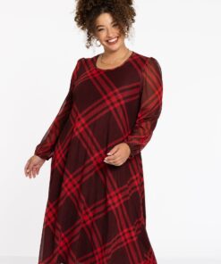 Yoek Jurk CHECK | Rood | Maat 42/44