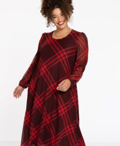 Yoek Jurk CHECK | Rood | Maat 42/44