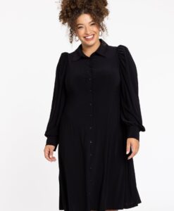 Yoek Jurk met pofmouw | Zwart | Maat 38/40