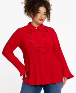 Yoek Blouse volant | Rood | Maat 54/56