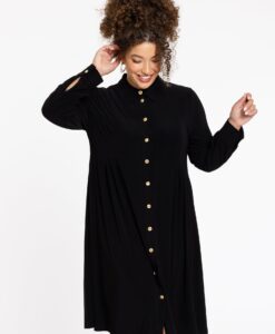 Yoek Jurk plooien | Zwart | Maat 42/44