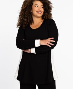 Yoek Tunic Flare Contrast VERO | Zwart | Maat 42/44