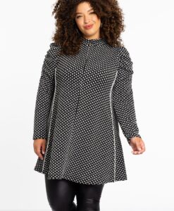 Yoek Tunic JAQUARD KNIT | Zwart | Maat 42/44