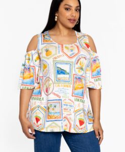 Yoek Tuniek flare TROPICANA | Beige | Maat 38/40