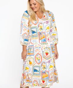 Yoek Jurk met kant TROPICANA | Beige | Maat 42/44
