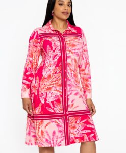 Yoek Blouse-jurk SCARF | Roze | Maat 50/52
