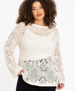 Yoek Top crochet LOUNGE | Beige | Maat 54/56