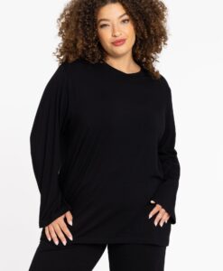 Yoek Oversized shirt LOUNGE | Zwart | Maat 50/52