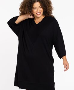 Yoek Sweater-jurk LOUNGE | Zwart | Maat 50/52