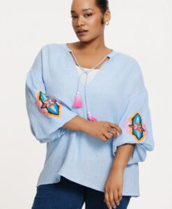 Yoek Tuniek met pailletten CHAMBRAY | Licht Blauw | Maat 58/60