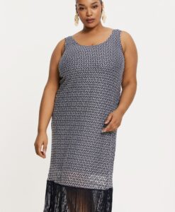 Yoek Jurk met franjes RODI | Blauw | Maat 38/40