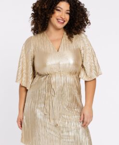 Yoek Tuniek wide bottom plisse HANNELORE | Goud | Maat 38/40