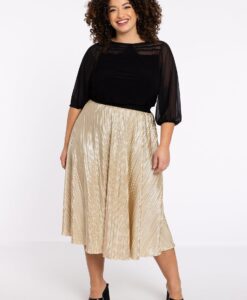 Yoek Rok plisse HANNELORE | Goud | Maat 50/52