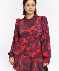 Yoek A-lijn blouse GLORIA | Rood | Maat 38/40
