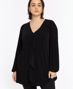 Yoek A-lijn tuniek PLISSE | Zwart | Maat 58/60