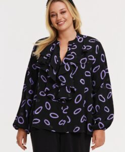 Yoek Blouse LOOPS | Zwart | Maat 38/40