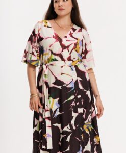 Yoek Overslagjurk ELODEA | Dark Red | Maat 42/44