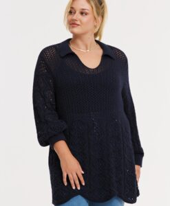 Yoek Trui met polokraag AJOUR | Blauw | Maat 42/44