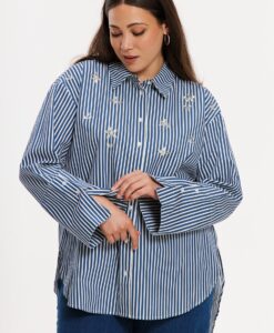 Yoek Blouse BLUE STRIPE | Indigo | Maat 54/56